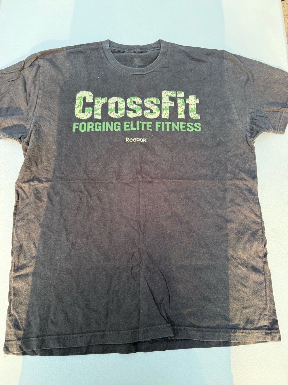 Reebok Black Short-Sleeve CrossFit Tee with Green Logo